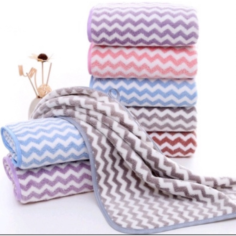 Handuk Mandi Dewasa Motif Zig Zag / Handuk Lembut Microfiber / ukuran 70x140 cm towel lembut import