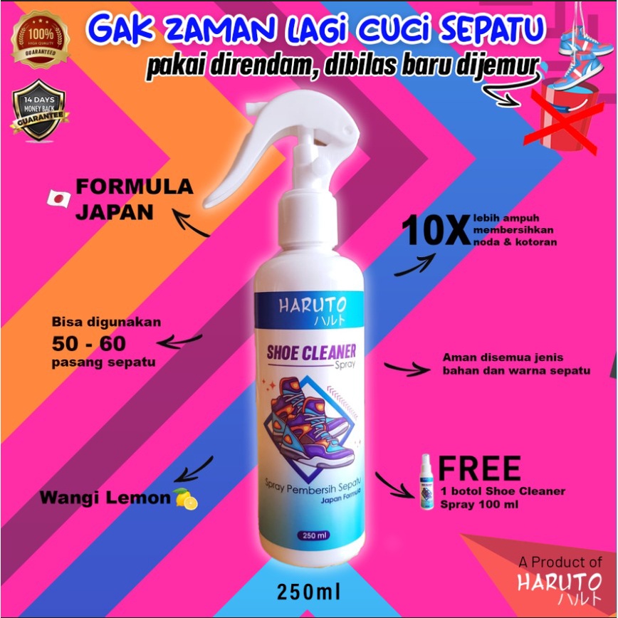 Pembersih sepatu Haruto shoe cleaner spray 250ml Promo BUY1 GET1