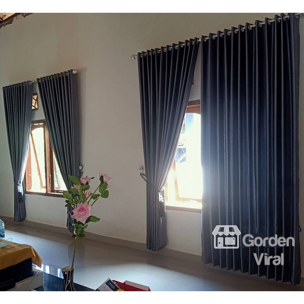 Gorden Blackout Polos Glossy 200 x 250 - 300 cm Hordeng Jendela Pintu Tirai Minimalis