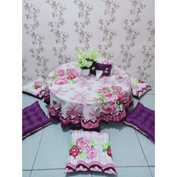 bantal set osin / Set taplak meja oshin + bantal 5 pcs dan sarung tisu 1pcs / bantal lesehan / meja 