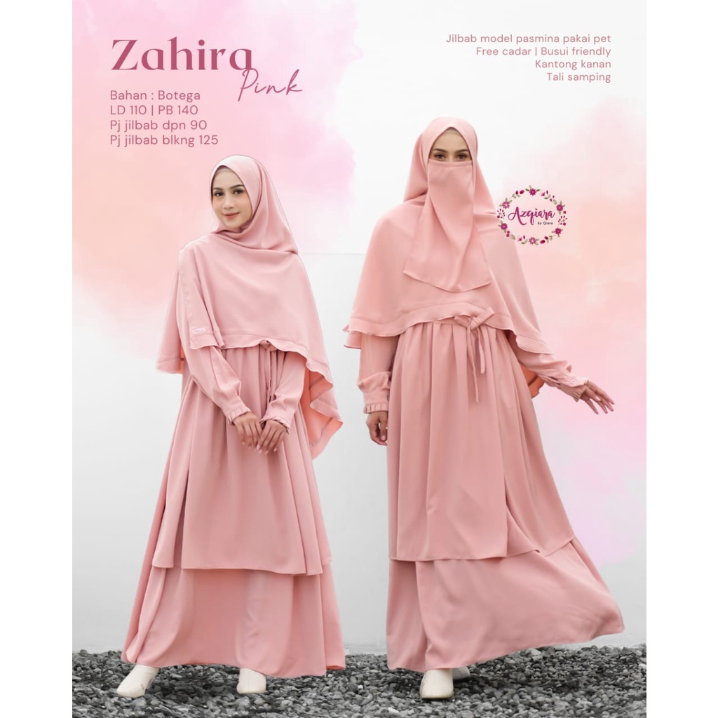 Zahira Syari Gamis Muslim Wanita Mom Dres Free Ongkir original Produk By Azqiara