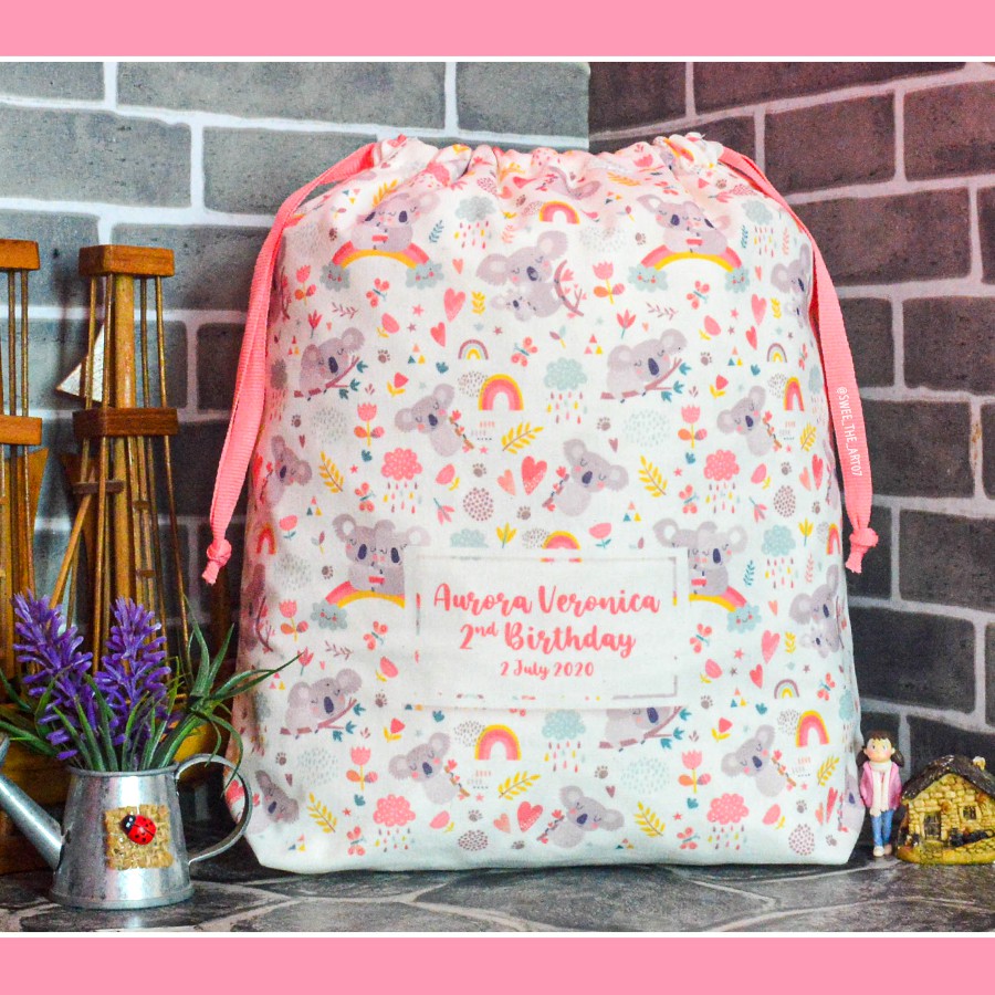 

Full Print 2 sisi Goodie Bag Pouch Serut Belacu Tas Ulang Tahun custom ukuran 27x8x27