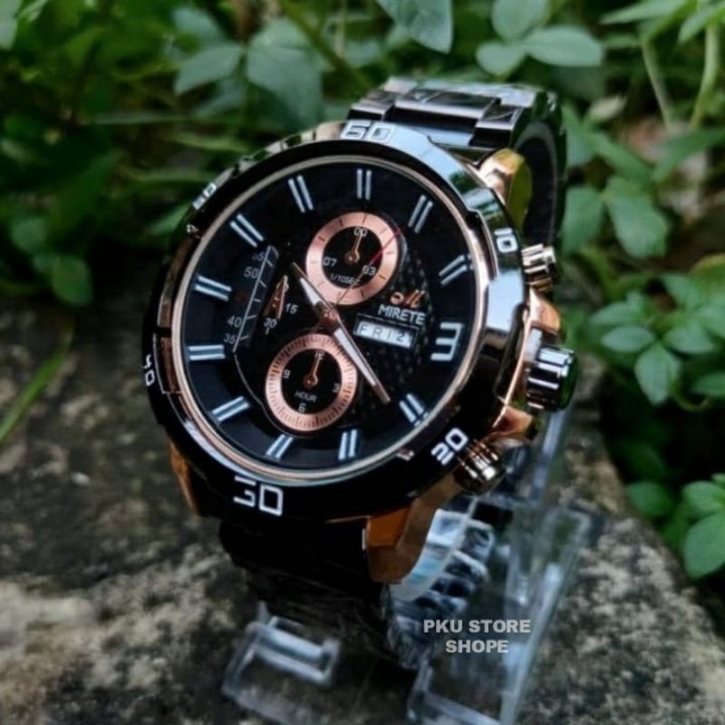 Tanggal Dan Hari Aktif Jam Tangan MIRETE Pria Water Resistant Body Gold Jam Pria Import Sporty Jam Mirete 7899 JAM Tangan Cowok Terlariss Jam Tangan Pria Murah Mirete Original Mirete Free Box /Jam Tangan Kasual Analog Pria Tahan Air MIRETE ORIGINAL