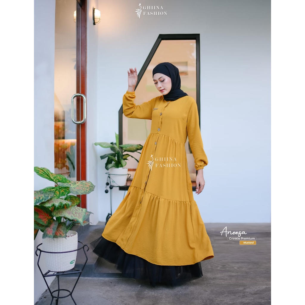 ANEESA MIDI DRESS BY GHINA FASHION / MIDI DRESS CRINKLE / MIDI DRESS ADEM