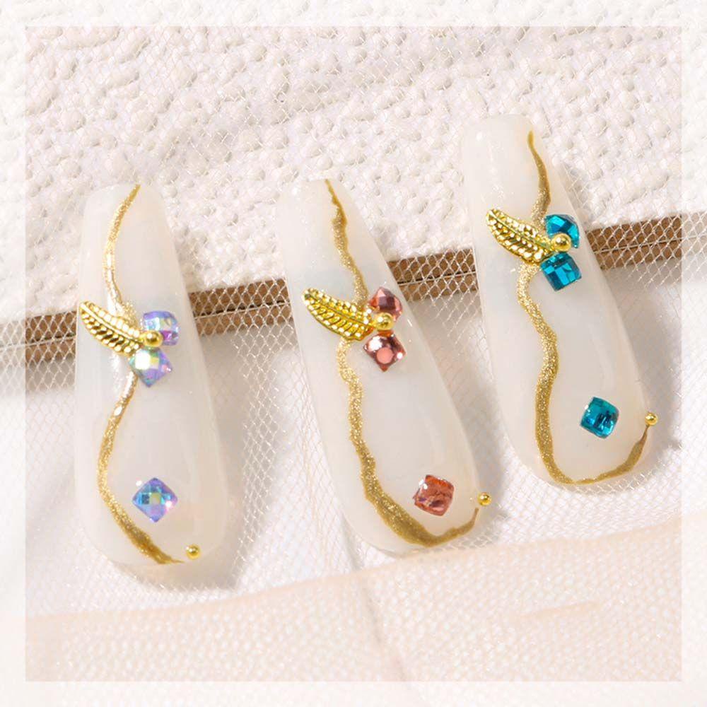 AUGUSTINA Agustina Dekorasi Nail Art 3D Flat bottom Shaped Nail Tips Hiasan Kuku Warna Campur Flat bottom round Rhinestones Kristal Nail Charms