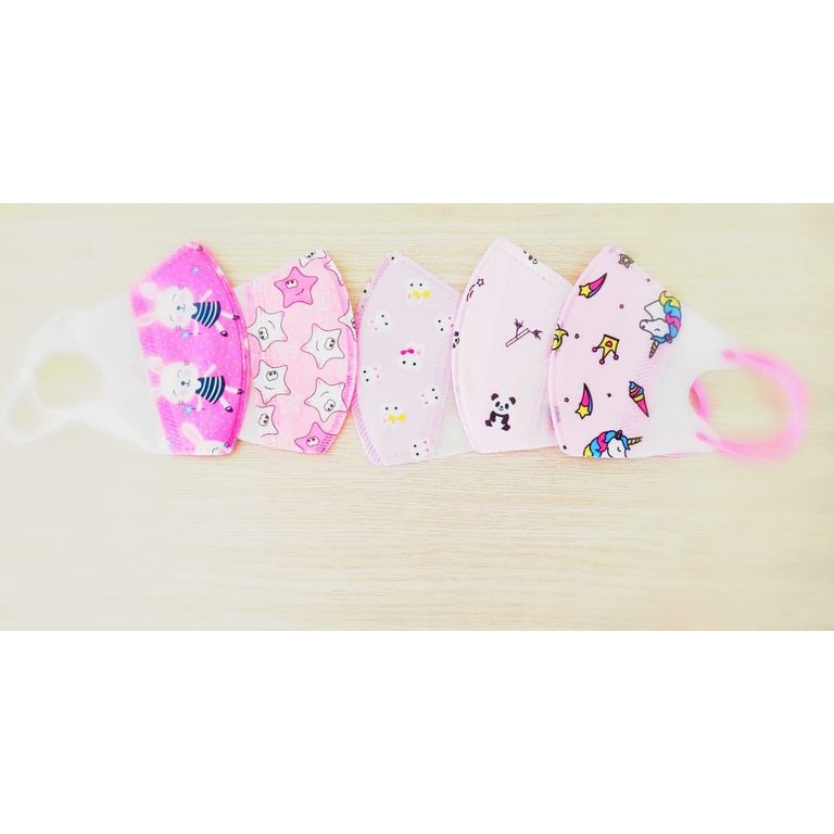 Masker Duckbill Anak usia 4 - 12 th motif lucu Ecer terlaris Pink Panda tali pink (tali senada) ecfb