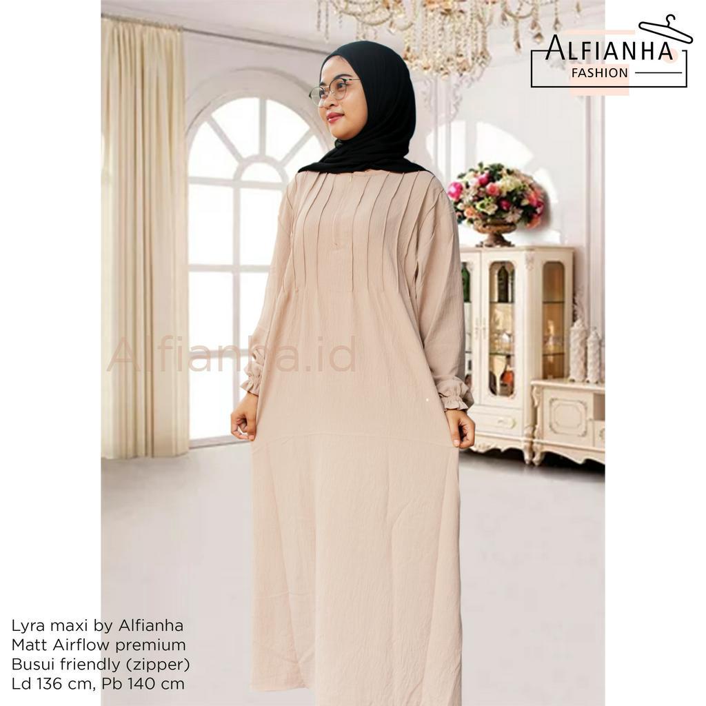 Gamis jumbo wanita ld 136 lyra busui zipper cringkle airflow premium