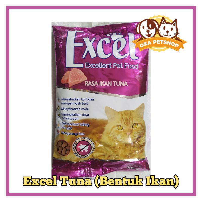 excel tuna bentuk ikan freshpack 500gr - makanan kucing excel - dry food excel 500gr