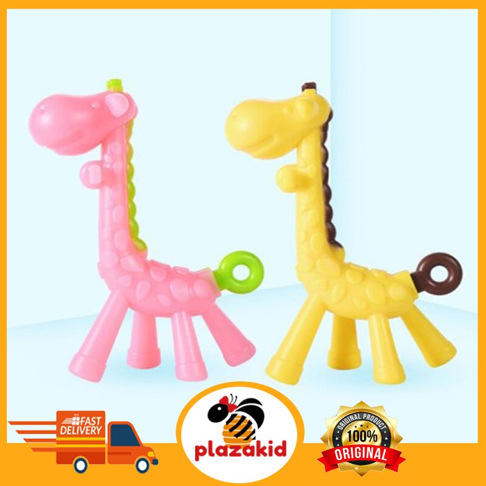 Mainan teether bayi motif jerapah gigitan bayi silikon lembut