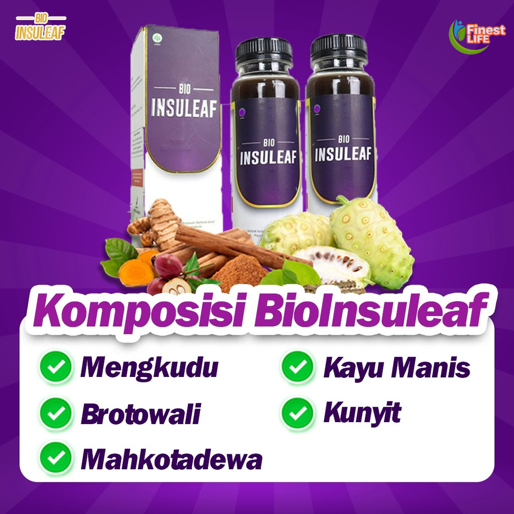 Bio Insuleaf - Solusi Atasi Kencing Manis, Diabetes Melitus, Cegah Gagal Ginjal Gula Darah Tinggi Kurangi Kadar Glukosa Atasi Kolesterol Kerusakan Jantung Hati Ekstak Mengkudu Brotowali  Mahkota Dewa Kunyit Obat Jamu Tropicana insulif Insulin [Cod]