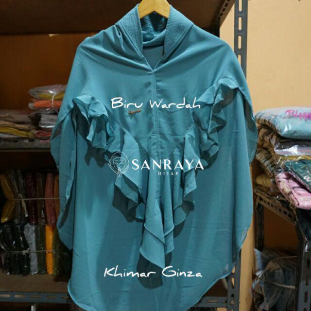 Jilbab Khimar Ginza ORIGINAL Bayza Hijab Sayra Group-Biru Wardah