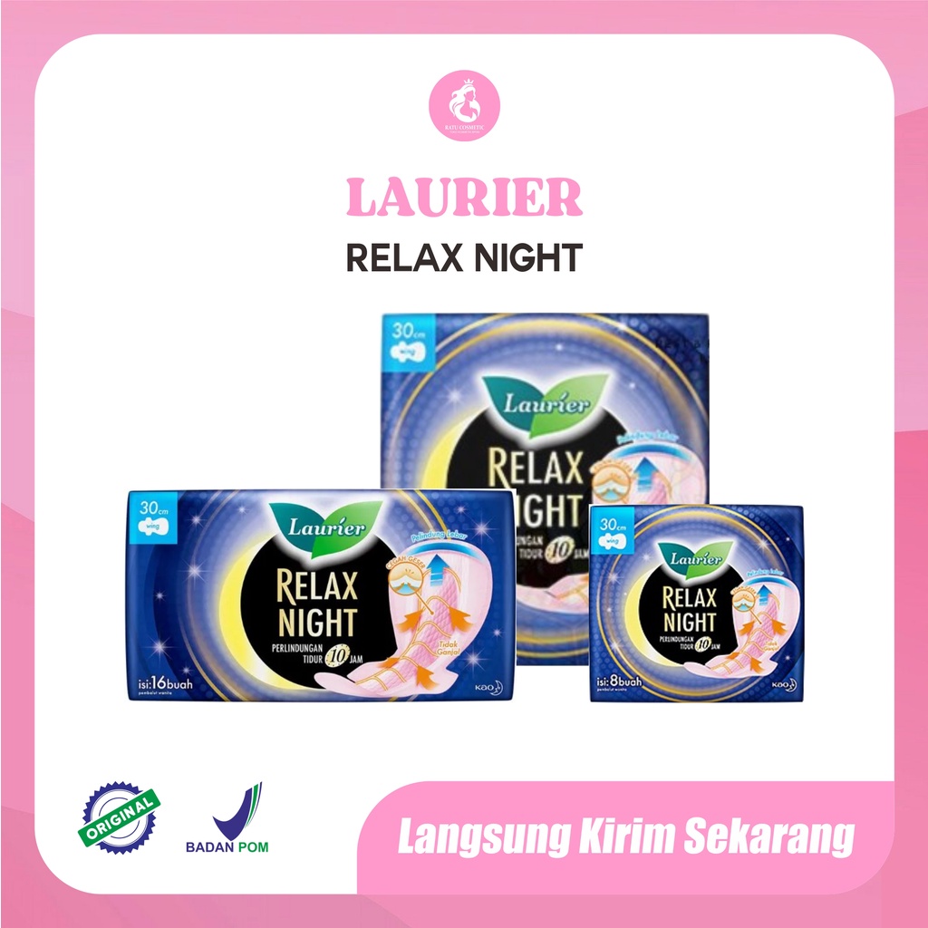 Laurier Relax Night 30cm/35cm/40cm - Pembalut Wanit