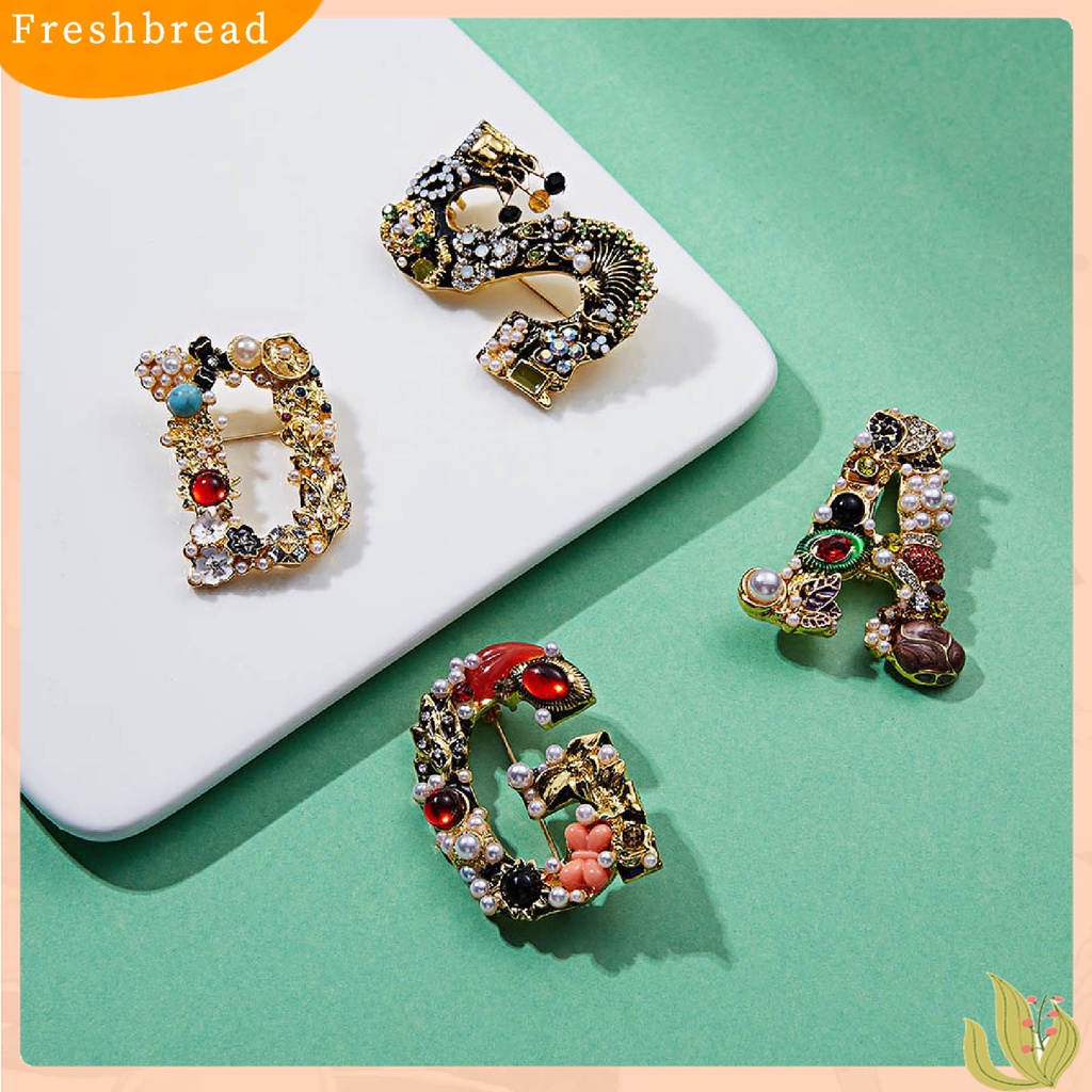 [ TERLARIS]Enamel Brooch Pin Muti-Color Fashion Letter Shape Women Rhinestone Faux Pearl Brooch Pin for Party