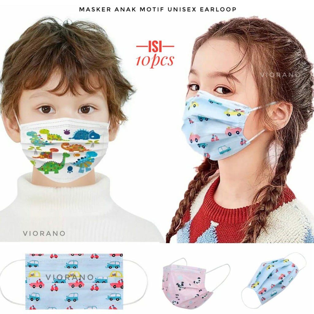 1 Pak isi 10 pcs Masker Anak Disposible Mask For Children Unisex Cewek Cowok / Masker Anak Anti Viru