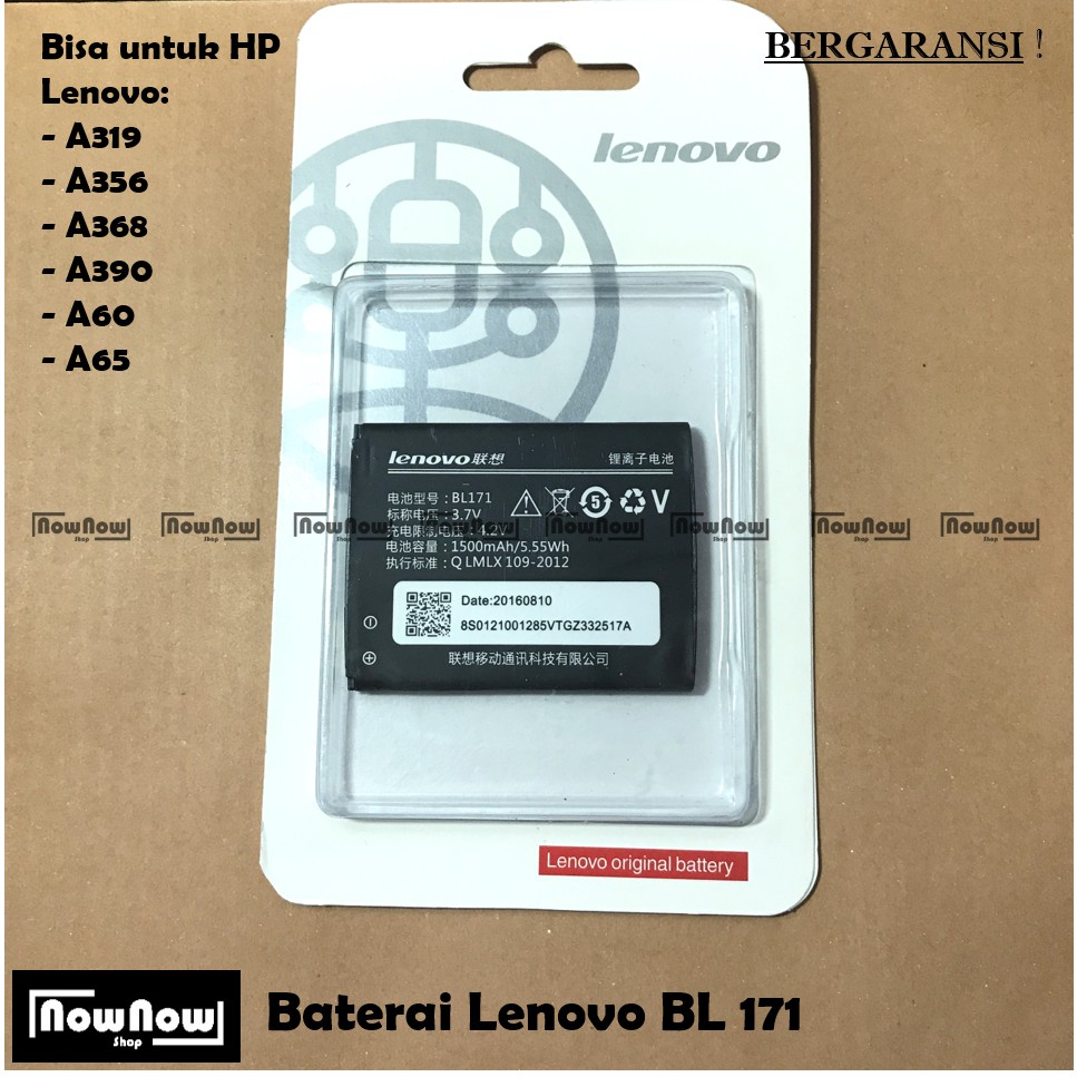 Baterai Lenovo A319 - A356 - A368 - A390 - A60 - A65 BL171 Original Batre Battery