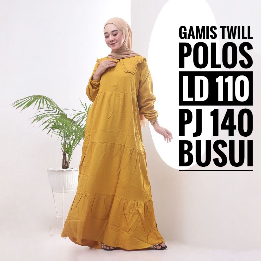 Abaya Dress Gamis Daily Polos Syari Wanita Lengan Panjang Busui Friendly Twill Ori Pekalongan Home H