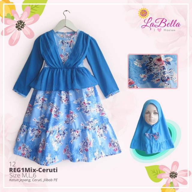 Gamis Anak Perempuan Usia 3-7 Tahun LABELLA REG8MIXCERUTI
