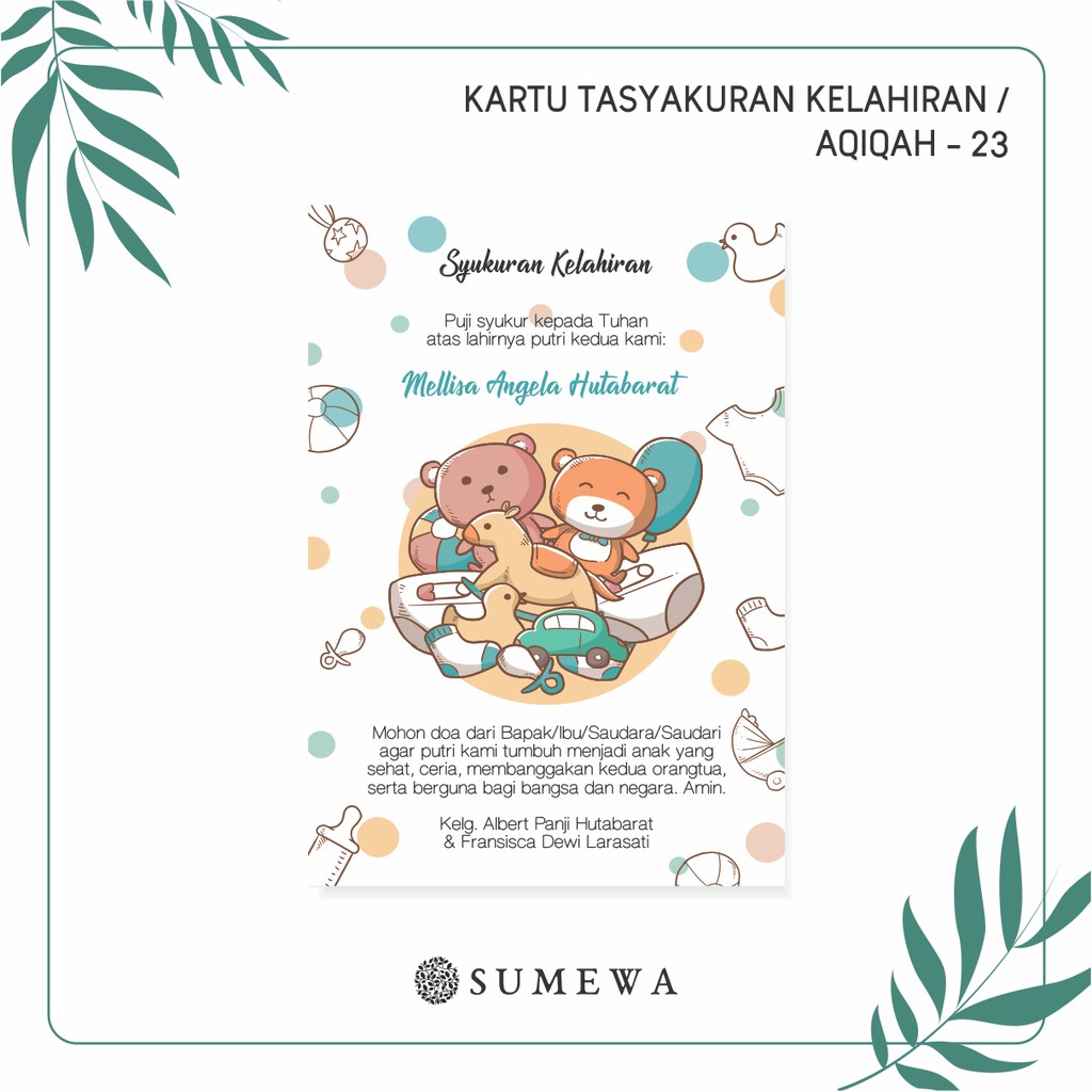 Kartu Ucapan Tasyakuran Kelahiran Aqiqah Khitanan Selapanan