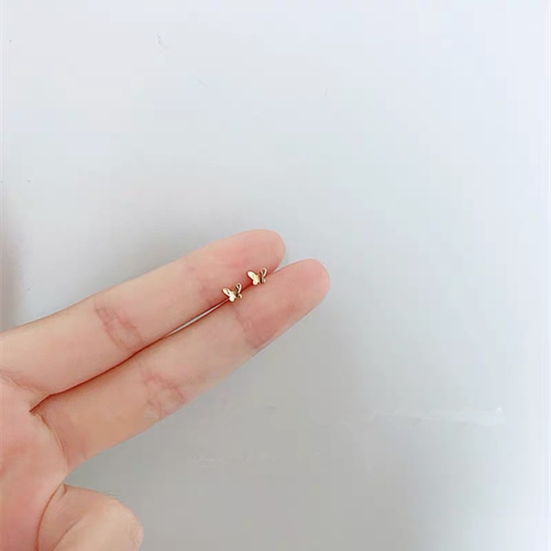 We Flower S925 Silver Geometric Deer Antler Fish Butterfly Stud Earrings for Women Girls-type B gold