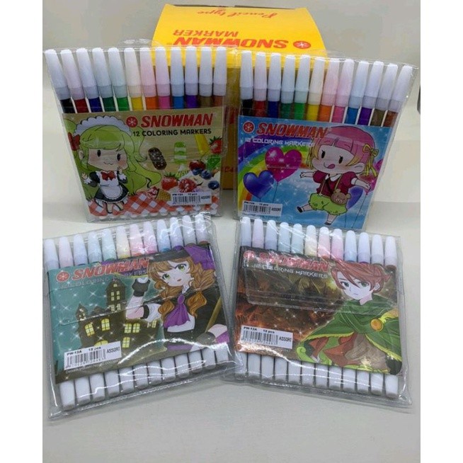 SPIDOL KECIL 12 WARNA SNOWMAN COLORING MARKER PENCIL TYPE