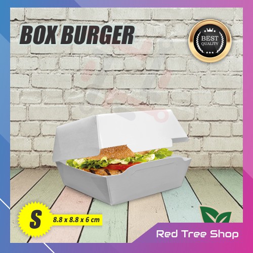 Kotak Dus Box Burger Tanpa Rakit | Putih Ukuran S Kecil | Packaging Tahan Microwave
