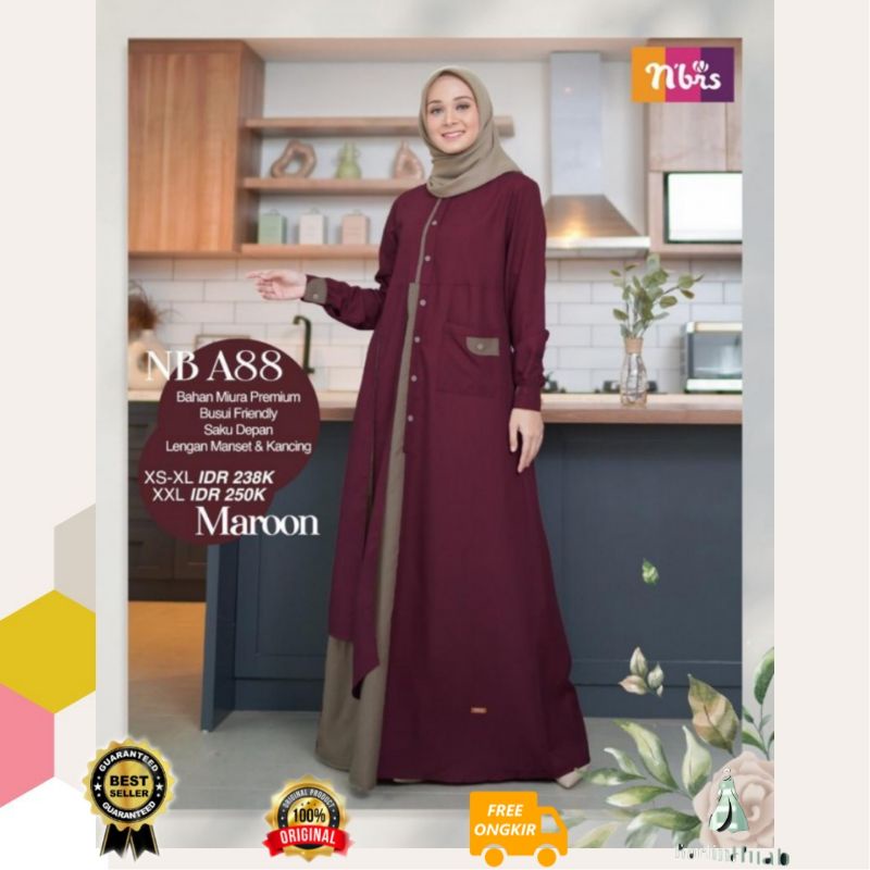 GAMIS NIBRAS NB A88 - MAROON - BROWN - GAMIS SIMPLE