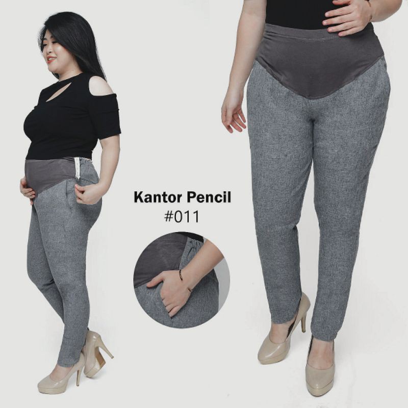 Celana Panjang Hamil Kerja Kantor Formal Jumbo Model Pensil Bahan Dasar Hitam Wanita Premium High Quality