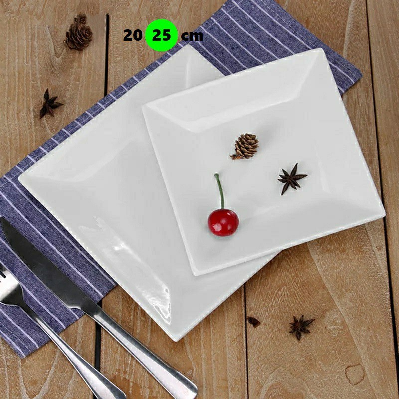 Piring Keramik Persegi - Ukuran 25 cm