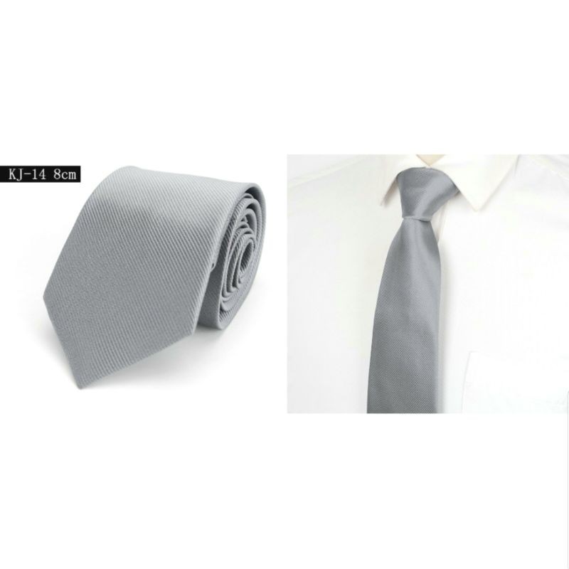 Dasi Pria Slim 3inch Abu Salur Halus