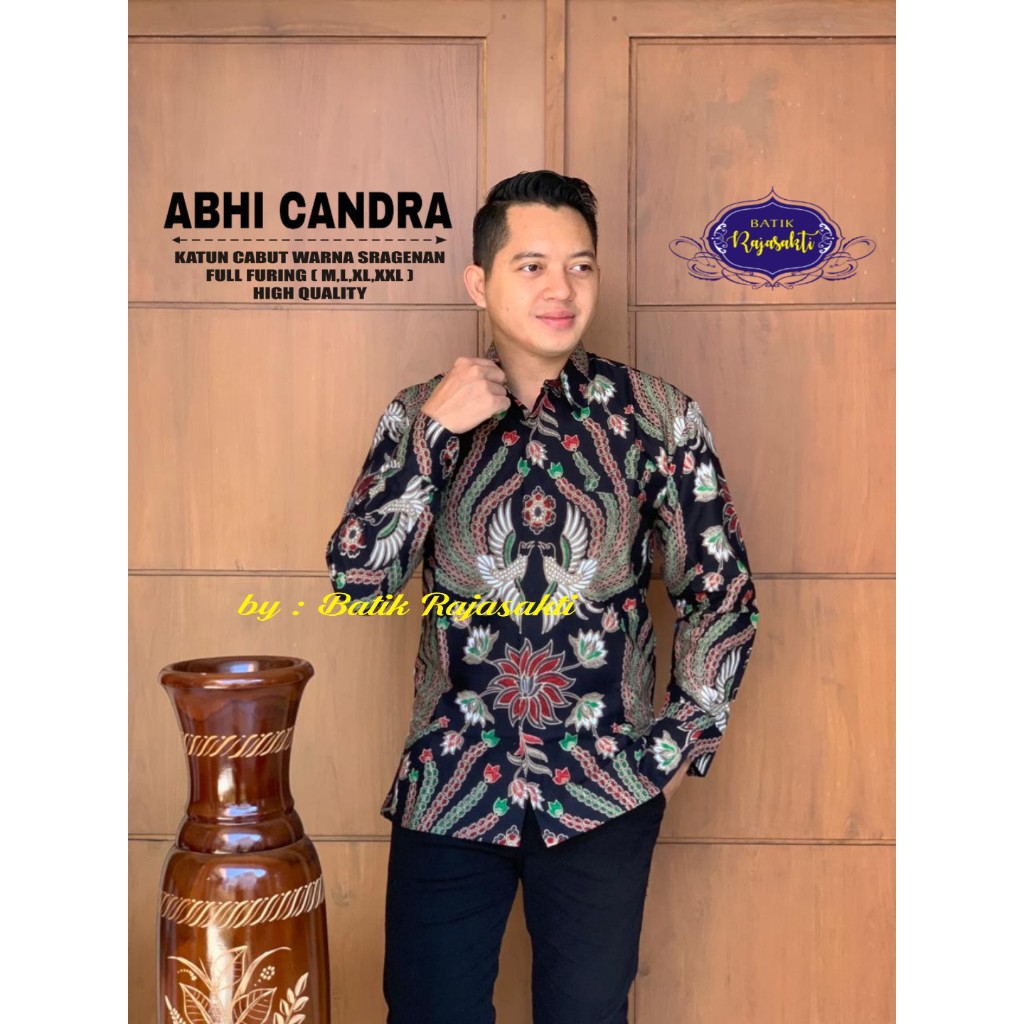 ABHI CANDRA Kemeja Batik Pria Lengan Panjang Katun Halus FULL FURING Rajasakti