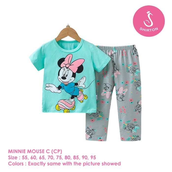 NEW Setelan Baju Tidur Anak Perempuan Import CP Minnie Mouse C Shirton - MINNIE C CP, Size 55