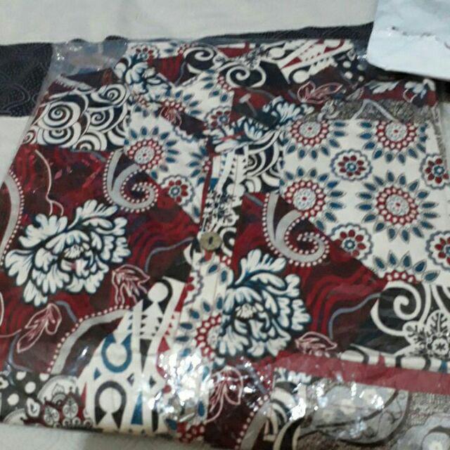 Kemeja Batik Pria Dewasa Lengan Pendek Slim Fit, 113ab#