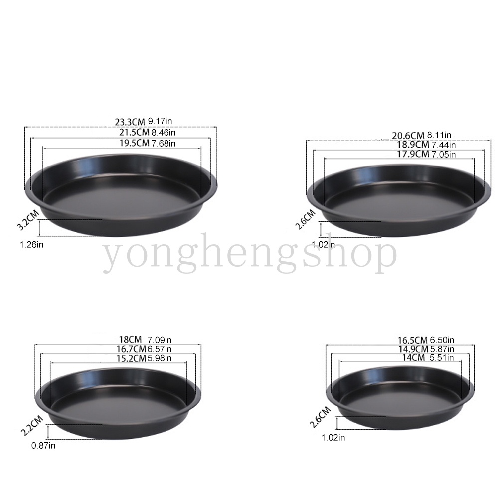 Loyang Cetakan Pizza Bentuk Bulat Dangkal Bahan Carbon Steel Anti Lengket Ukuran 6 / 7 / 8 / 9 Inci