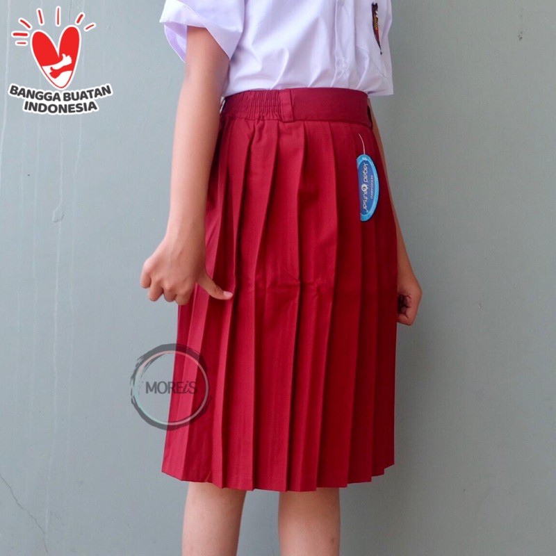 Seragam Rok Remple/Rempel SD Pendek Merah Bahan Famatex