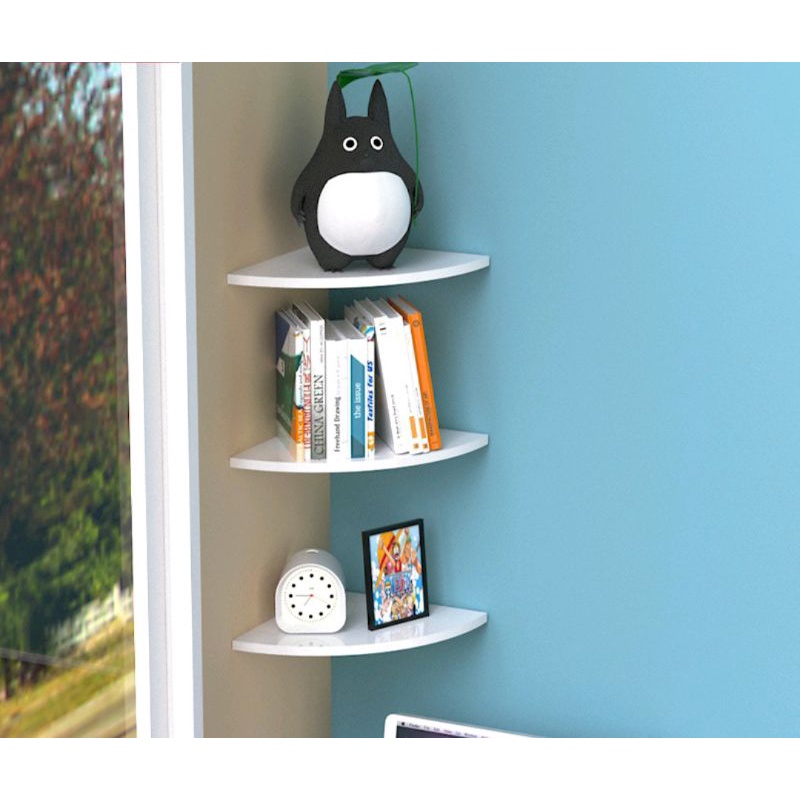 rak sudut dinding / rak pojok minimalis