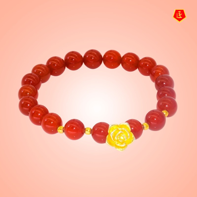 [Ready Stock]Lucky Beads Rose Garnet Bracelet