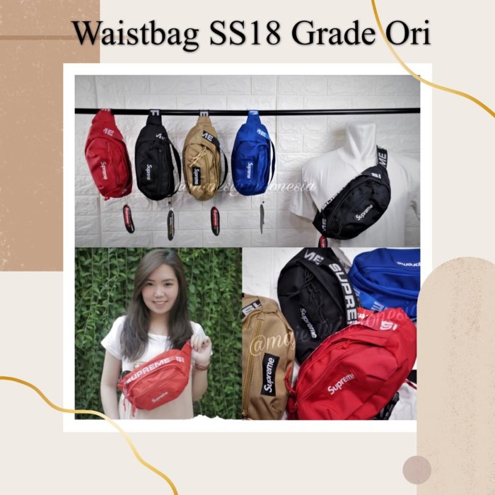 TAS SLEMPANG PRIA SELEMPANG BAHU COWOK SLING BAG Tas Selempang / Waistbag Supreme SS18 Grade O 53VTU