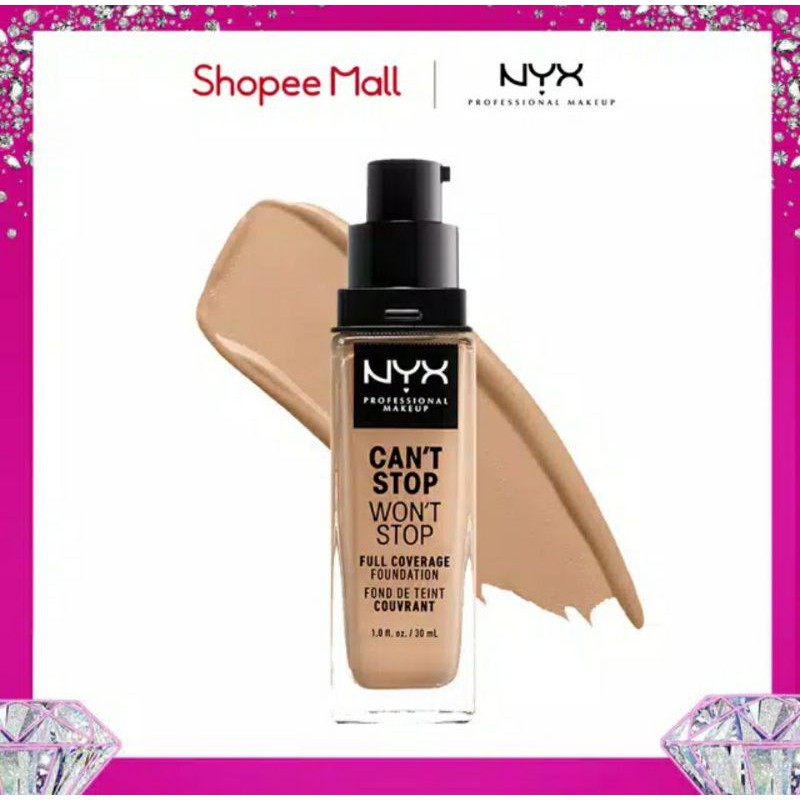 NYX Professional Makeup Can't Stop Won't Stop Liquid Matte Foundation (Waterproof, Tahan 24 Jam)