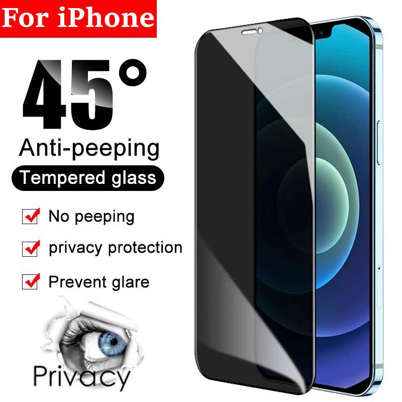 Pelindung Layar Tempered Glass Full Cover Anti Spy Untuk iPhone 11 12 13 Pro MAX Mini X XS MAX XR SE 2022 6 6s 7 8 Plus SE 2020