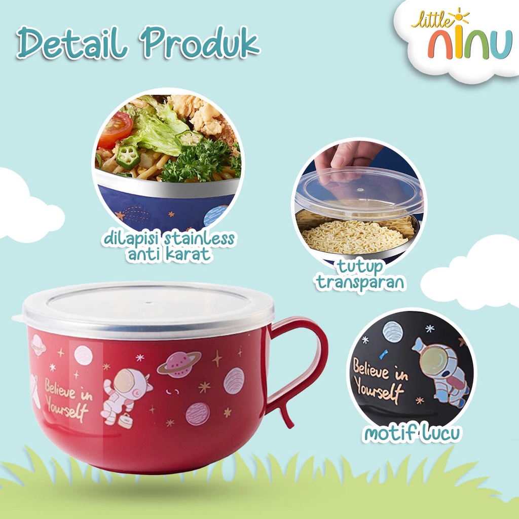 LITTLE NINU Lunch Box Mangkok Cup Stainless Motif