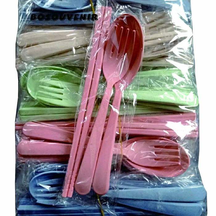 Elmart Sendok Garpu Sumpit Plastik Cutlery Travel Set