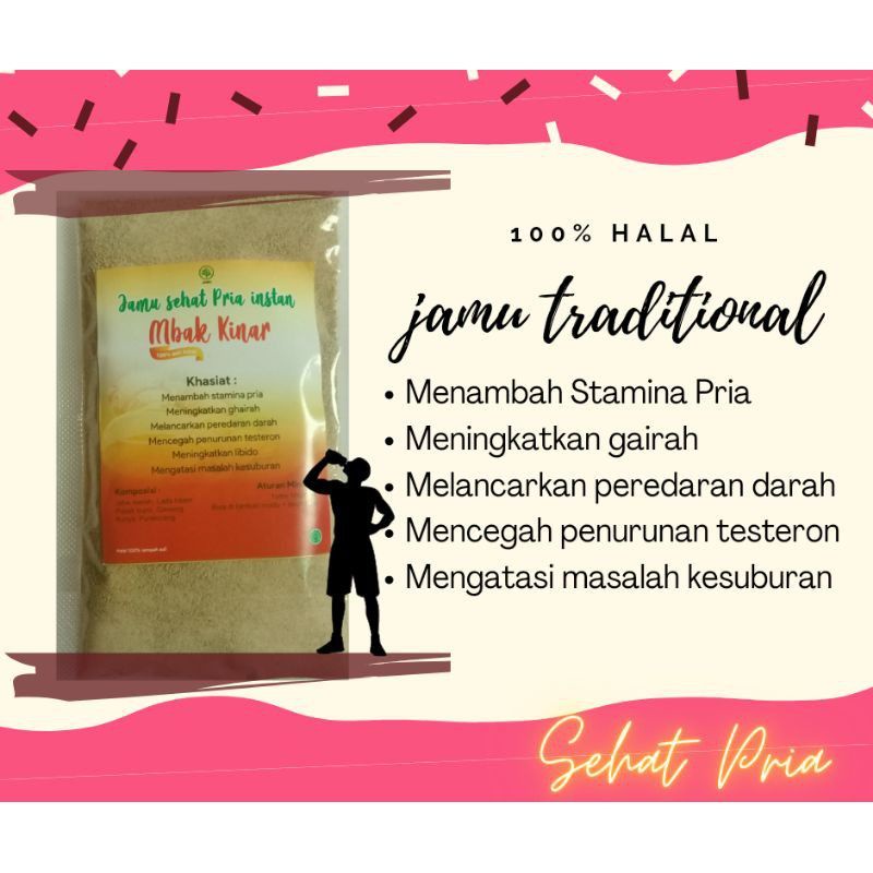 

Jamu Sehat Pria Instan Mbak Kinar Bubuk Minuman Jamu Traditional 100gram