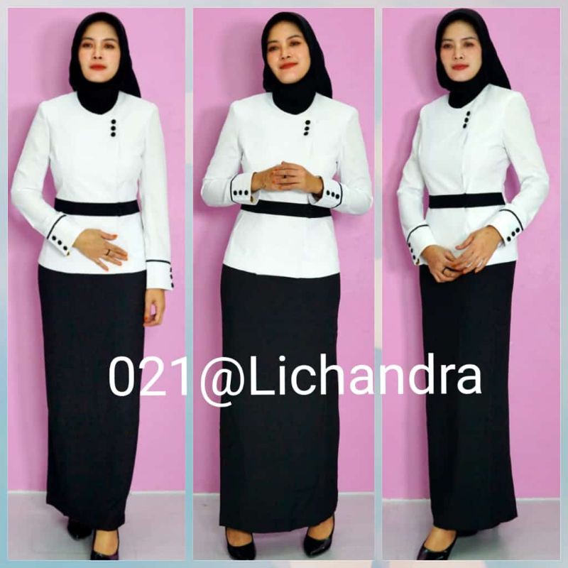 seragam pemda wanita putih lichandra/seragam dinas/seragam kantor/seragam guru
