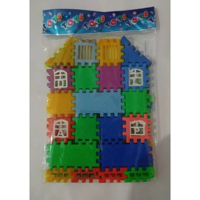 Mainan Anak Edukasi Blok rumah Puzzle rumah funny block JM 8211 Plastik  SNI New Edition