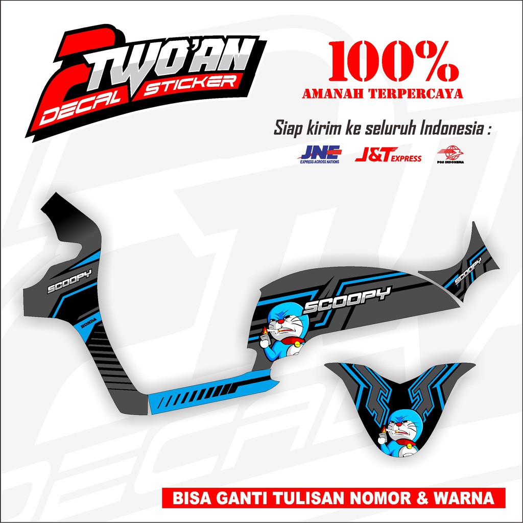 Decal Scoopy FI 2018 motif Doraemon Merokok