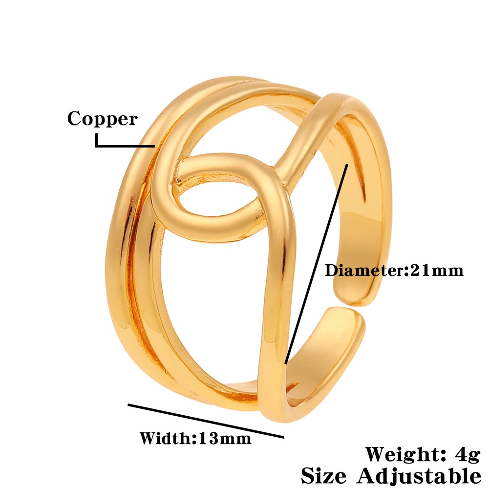 Eropa dan Amerika logam dingin gaya perhiasan tangan tembaga berlapis emas cincin geometris pribadi