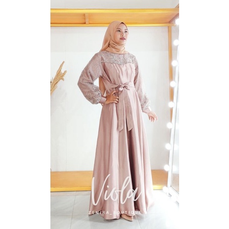 VIOLA GAUN tulle bordir payet / baju pesta remaja lengan balon / prewedding / wisuda / gamis kondangan / couple / tersedia ukuran kecil hingga jumbo