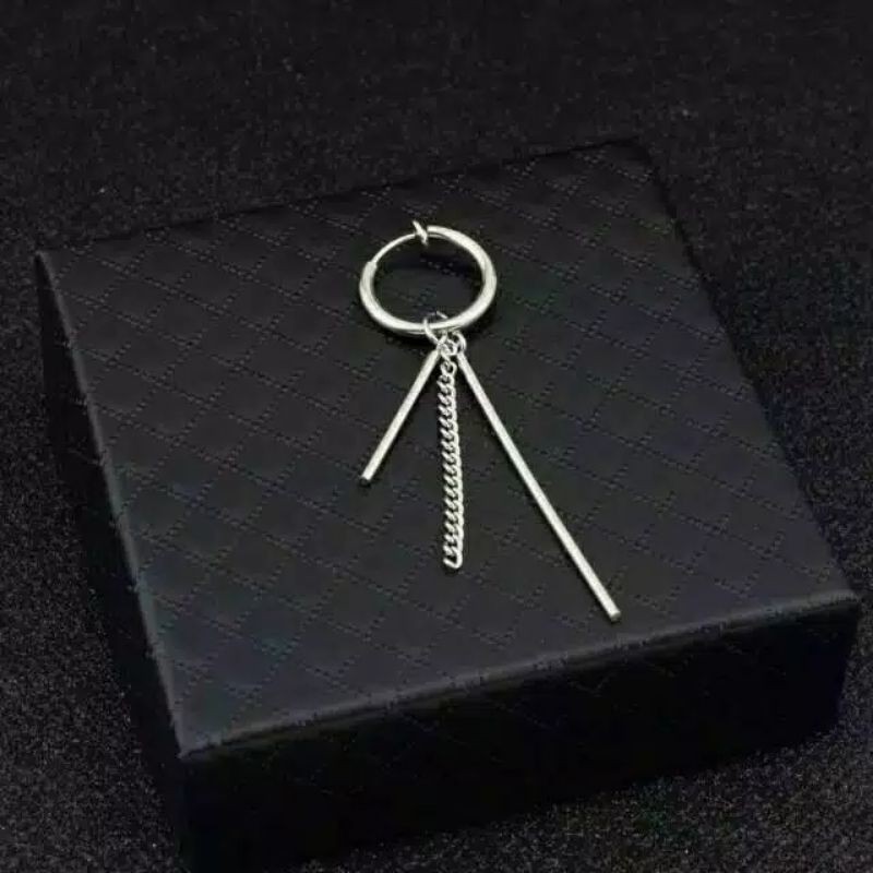 Anting jepit dan tusuk jungkok will  / anting korea / anting pria wanita / anting jepit dan tusuk i7