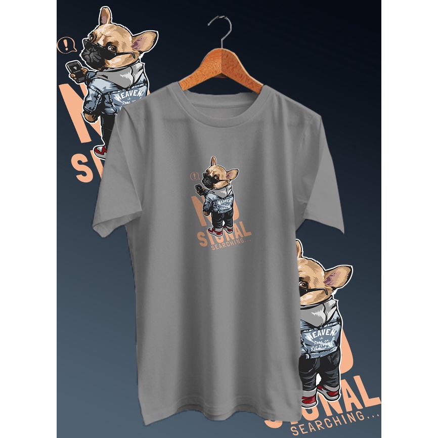 KAOS DISTRO PRIA COTTON COMBED 30S DEPAN /TSHIRT GAMBAR DIGITAL FULLPRINT DOG NO SIGNAL NECK/LENGAN PENDEK