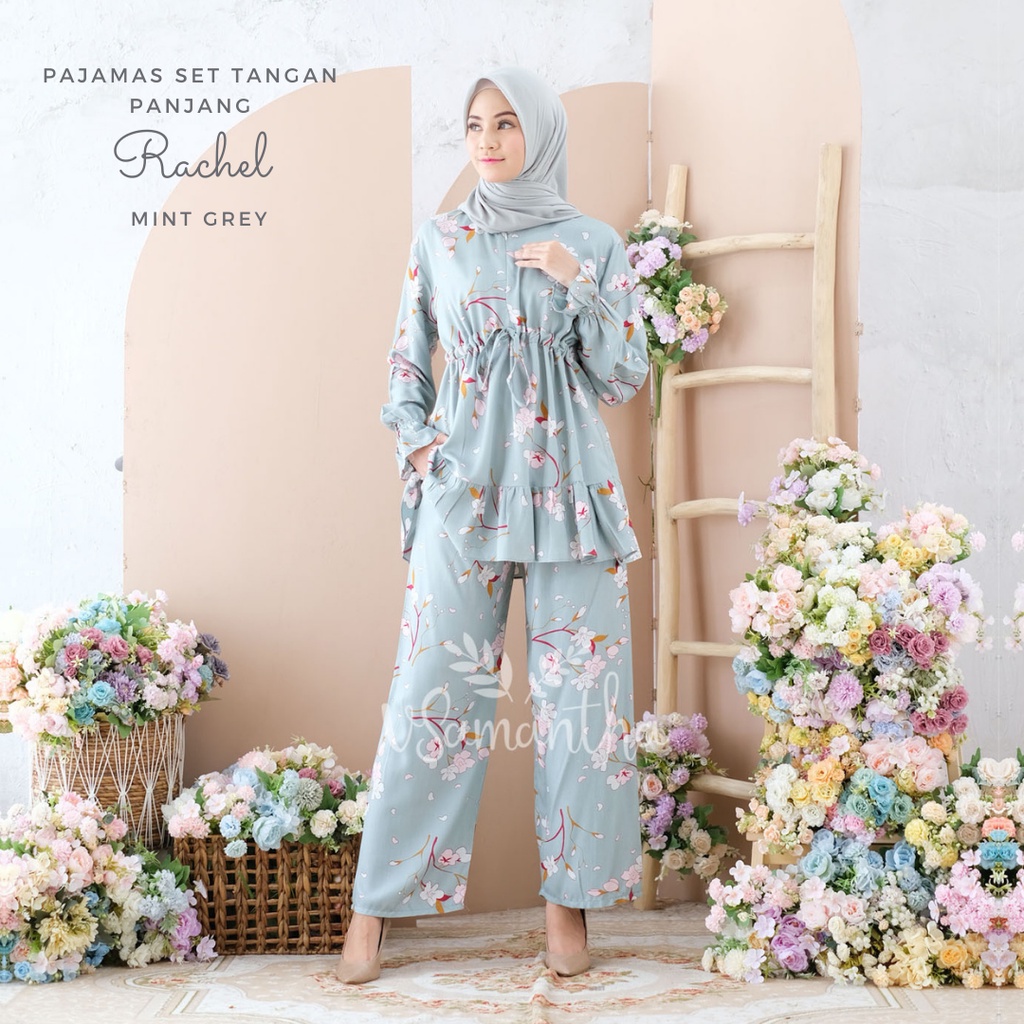 vSamantha - Pajamas Set / Piyama Set Muslim Rayon Rempel Busui Friendly - Tangan Panjang-6